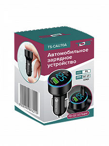 Автомобильное зарядное устройство, зарядка в прикуриватель PD/QC 3.0 TDS TS-CAU70A